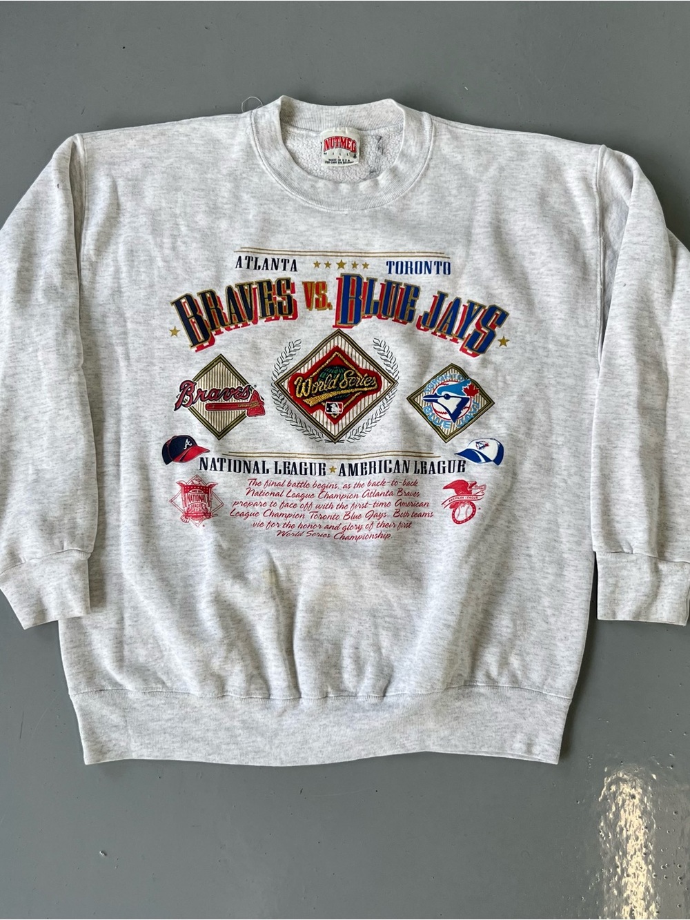 Gray Atlanta Braves vs Blue Jays World Series Sweatshirt